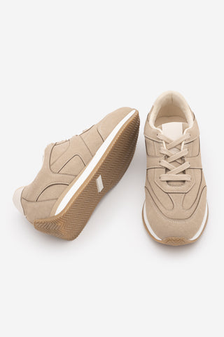 Kadın Sneaker Bağcıklı Spor Ayakkabı Foryeta - Bej Süet