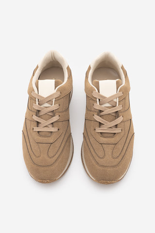 Kadın Sneaker Bağcıklı Spor Ayakkabı Foryeta - Camel Süet