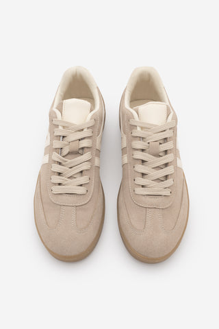 Kadın Sneaker Bağcıklı Spor Ayakkabı Tiyone - Camel Süet