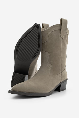 Kadın Sivri Burun Western Bot Voleta - Vizon Süet