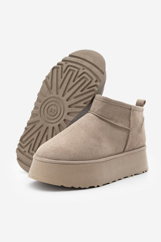 Kadın  İçi Kürklü Bot Tefis - Vizon Süet