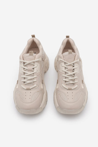 Kadın Sneaker Bağcıklı Spor Ayakkabı Pizen - Bej