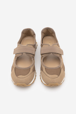 Kadın Mary Jane Sneaker Bantlı Süet Detaylı Günlük Spor Babet Sneaker Yotina - Camel Süet
