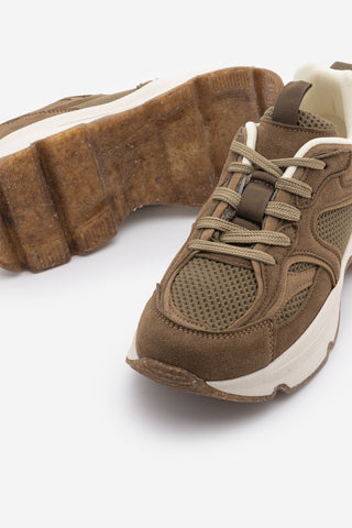 Kadın Süet Dokulu Bağcıklı Günlük Sneaker Terita - Tütün Kahve Süet