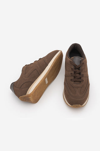 Kadın Sneaker Bağcıklı Spor Ayakkabı Foryeta - Kahve Süet