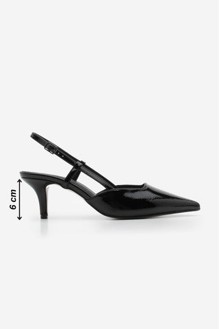 Kadın Stiletto Sivri Burun Topuklu Ayakkabı Verani - Siyah Rugan