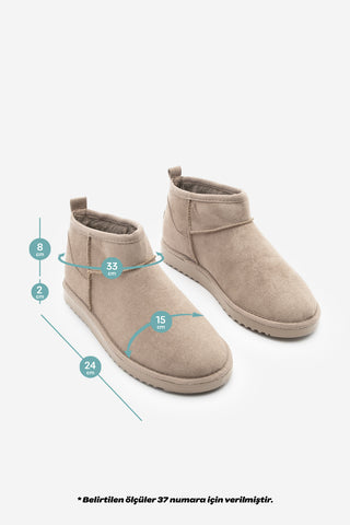 Kadın İçi Kürklü Günlük Bot Pasep - Vizon Süet