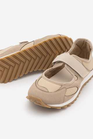 Kadın Mary Jane Bantlı Günlük Spor Babet Sneaker Yotina - Bej Süet