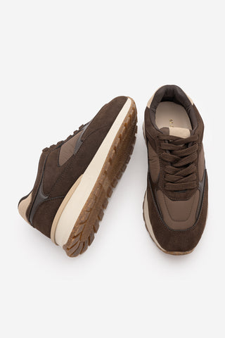 Kadın Sneaker Bağcıklı Spor Ayakkabı Arvon - Kahve Süet