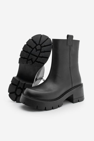 Kadın Hakiki Deri  Günlük Bot Fesko - Siyah