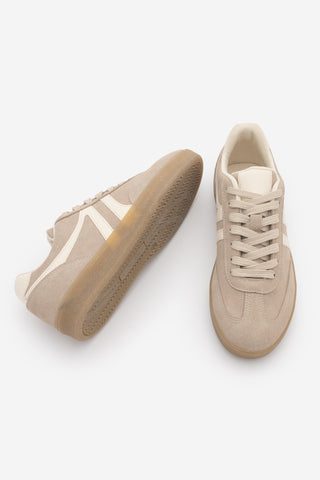 Kadın Sneaker Bağcıklı Spor Ayakkabı Tiyone - Camel Süet
