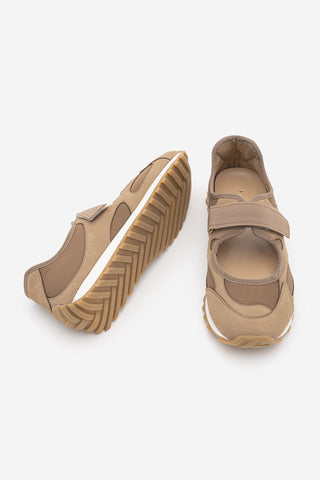 Kadın Mary Jane Sneaker Bantlı Süet Detaylı Günlük Spor Babet Sneaker Yotina - Camel Süet