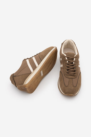 Kadın Sneaker Bağcıklı Spor Ayakkabı Liyante - Tütün Kahve Süet