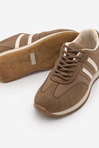 Kadın Sneaker Bağcıklı Spor Ayakkabı Liyante - Tütün Kahve Süet