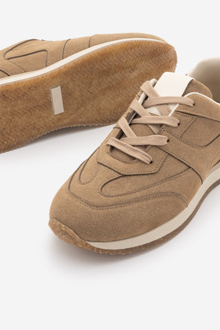 Kadın Sneaker Bağcıklı Spor Ayakkabı Foryeta - Camel Süet