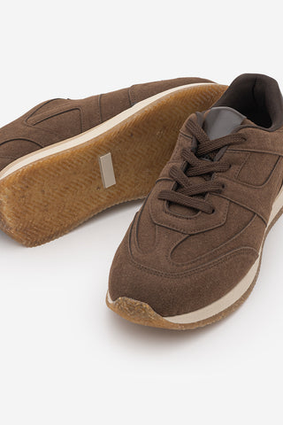 Kadın Sneaker Bağcıklı Spor Ayakkabı Foryeta - Kahve Süet
