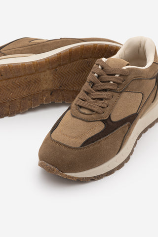 Kadın Sneaker Bağcıklı Spor Ayakkabı Arvon - Taba Süet