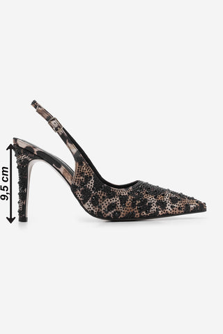 Kadın Stiletto Taşlı Topuklu Ayakkabı Afora - Leopar