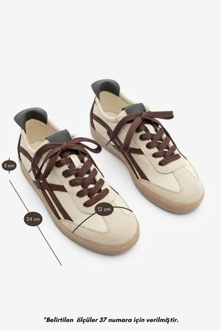 Kadın Sneaker Bağcıklı Süet Spor Ayakkabı Alvena - Kahve