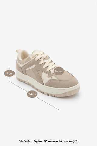 Kadın Sneaker  Spor Ayakkabı Aryan - Bej Süet