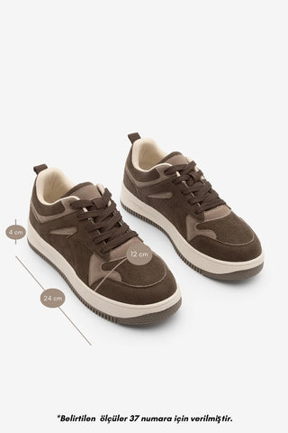 Kadın Sneaker  Spor Ayakkabı Aryan - Kahve Süet