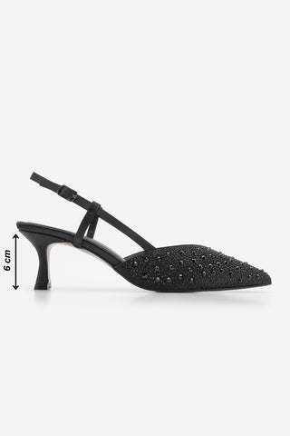 Kadın Stiletto Taşlı Topuklu Ayakkabı Boniva - Siyah