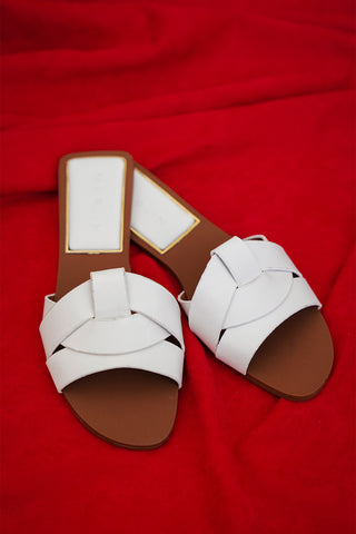 Kadın Bantlı Günlük Terlik Siyso - Beyaz