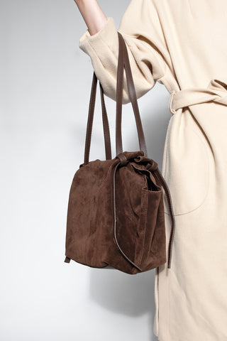 Kadın Hakiki Deri Omuz Çantası Yorita - Kahve Süet