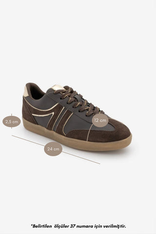 Kadın Sneaker Bağcıklı Spor Ayakkabı Denor - Kahve