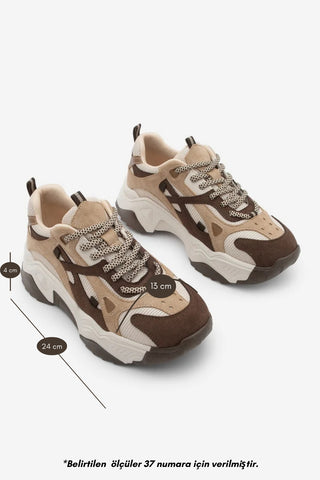Kadın Sneaker Süet Spor Ayakkabı Edisa - Kahve