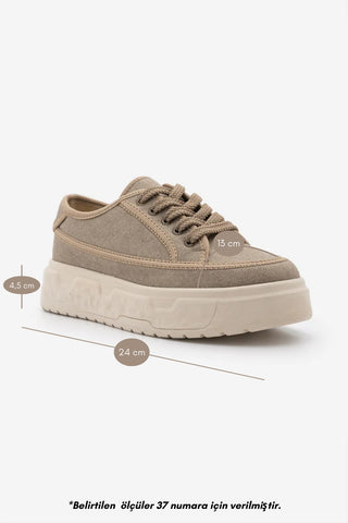 Kadın Sneaker  Spor Ayakkabı Ergu - Vizon Keten