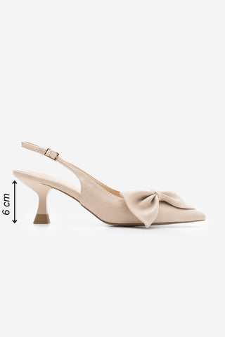 Kadın Stiletto Fiyonklu Topuklu Ayakkabı Fivas - Bej