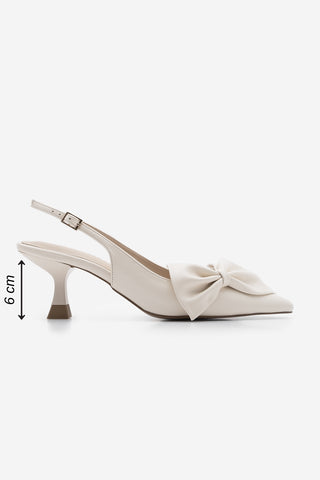 Kadın Stiletto Fiyonklu Topuklu Ayakkabı Fivas - Ekru