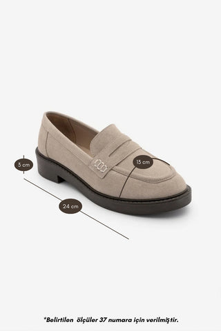 Kadın Loafer Günlük Ayakkabı Fonle - Bej Süet
