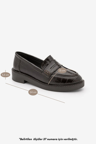 Kadın Loafer Günlük Ayakkabı Fonle - Kahve Croco