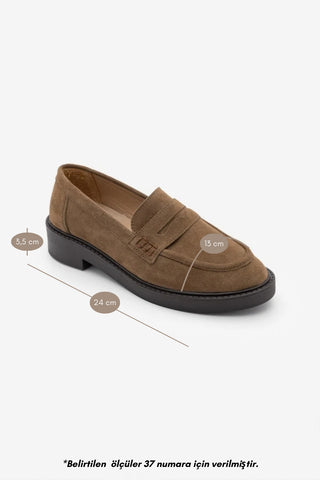 Kadın Loafer Günlük Ayakkabı Fonle - Tütün Kahve Süet