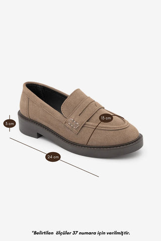 Kadın Loafer Günlük Ayakkabı Fonle - Vizon Süet