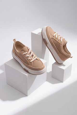 Kadın Sneaker  Spor Ayakkabı Hesna - Camel Keten