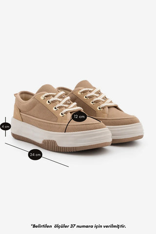 Kadın Sneaker  Spor Ayakkabı Hesna - Camel Keten