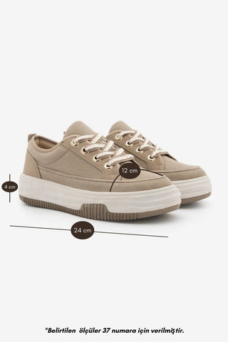 Kadın Sneaker  Spor Ayakkabı Hesna - Vizon Keten