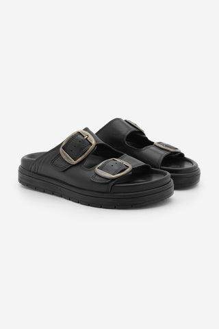 Kadın Hakiki Deri Günlük Terlik Rontes - Siyah