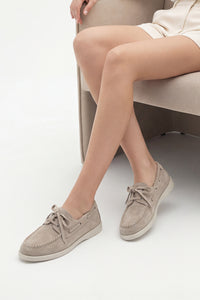 Kadın Hakiki Deri Loafer Günlük Ayakkabı Mistor - Bej Süet