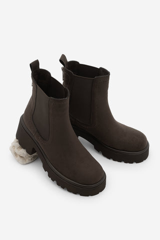 Kadın Kalın Topuklu Günlük Bot Fenros - Kahve Süet