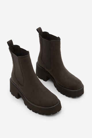 Kadın Kalın Topuklu Günlük Bot Fenros - Kahve Süet