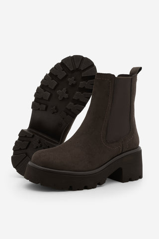 Kadın Kalın Topuklu Günlük Bot Fenros - Kahve Süet