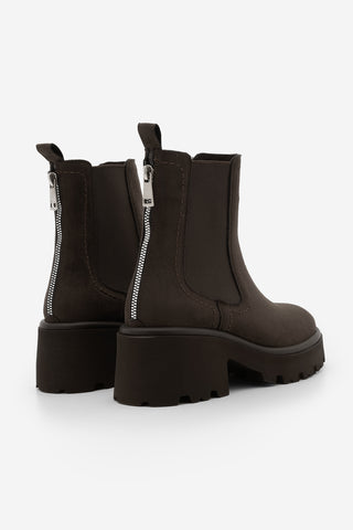 Kadın Kalın Topuklu Günlük Bot Fenros - Kahve Süet