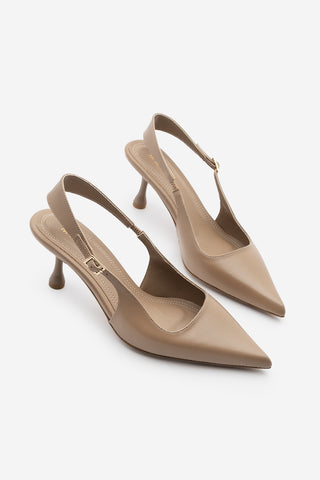 Kadın Stiletto Sivri Burun Klasik Topuklu Ayakkabı Riyona - Vizon