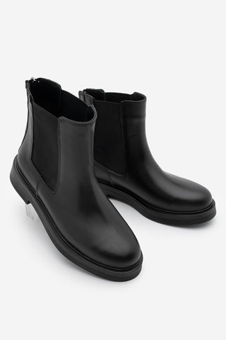 Kadın Hakiki Deri Günlük Bot Kater - Siyah