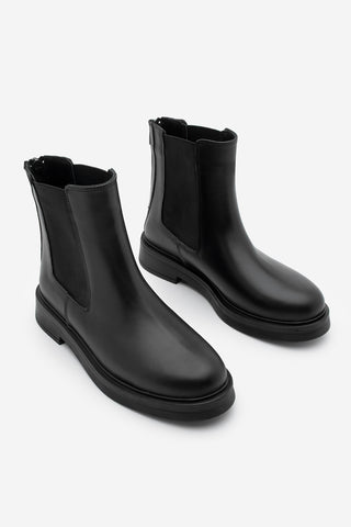 Kadın Hakiki Deri Günlük Bot Kater - Siyah