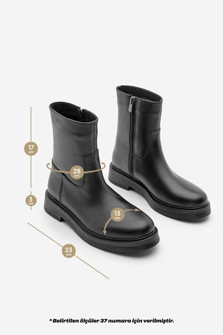 Kadın Hakiki Deri Günlük Bot Zervas - Siyah